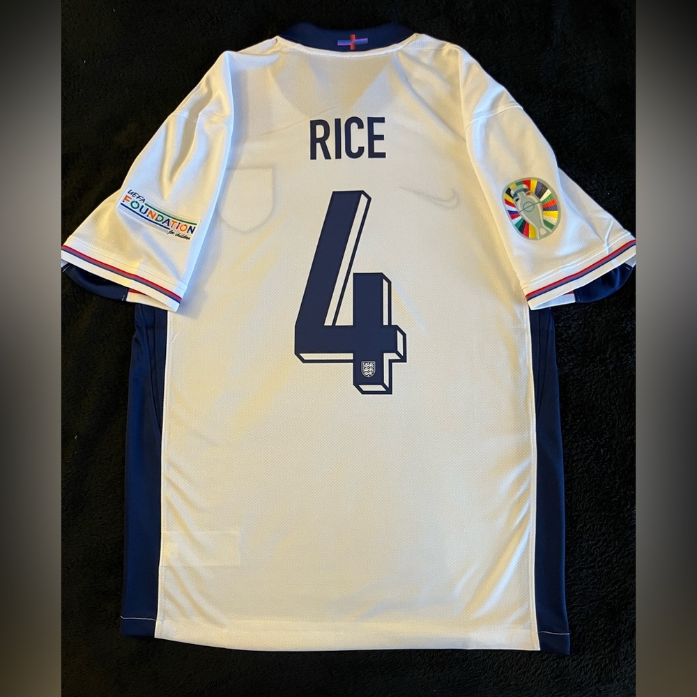 Declan Rice #4 England Soccer Jersey 2024 Euro Home Kit